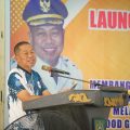 PJ Wali Kota Bima saat memberi sambutan pada acara launching aplikasi LADEWA. Foto : Diskominfotik Kota Bima