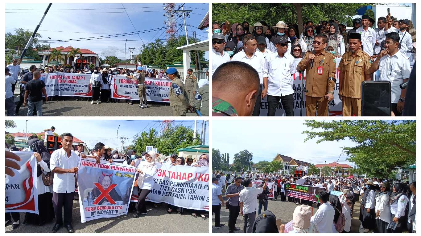 Suasana aksi damai Forum PPPK Kota Bima.