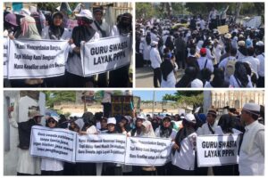 Ribuan Guru Swasta di Bima Gelar Aksi, Desak Kesetaraan Hak ASN PPPK
