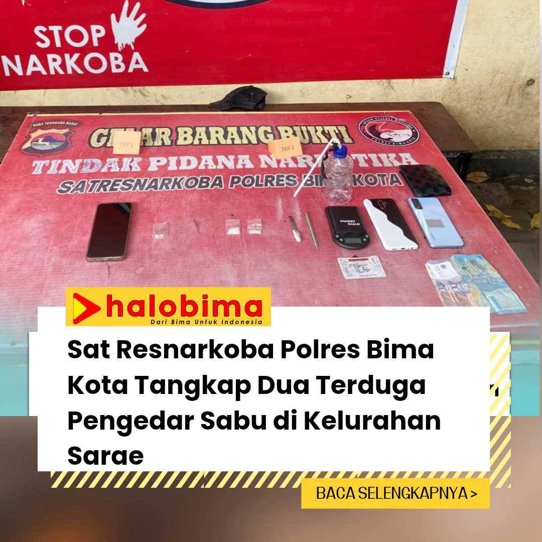 Sat Resnarkoba Polres Bima Kota Tangkap Dua Terduga Pengedar Sabu di Kelurahan Sarae
