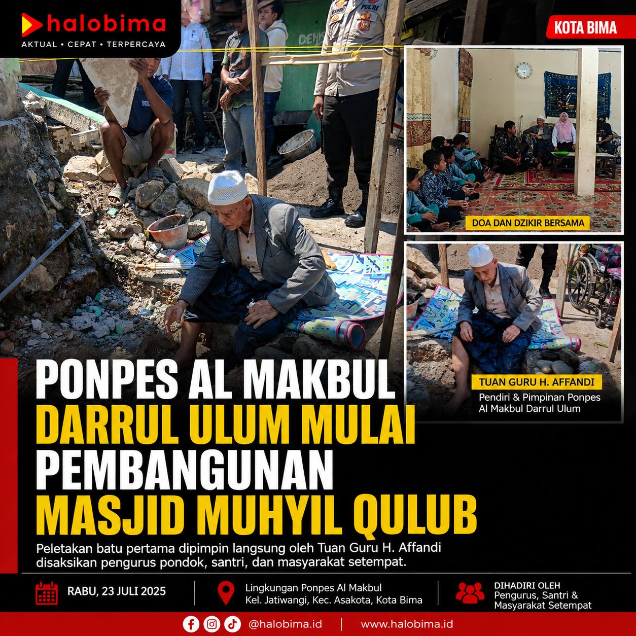 Ponpes Al Makbul Darrul Ulum Mulai Pembangunan Masjid Muhyil Qulub