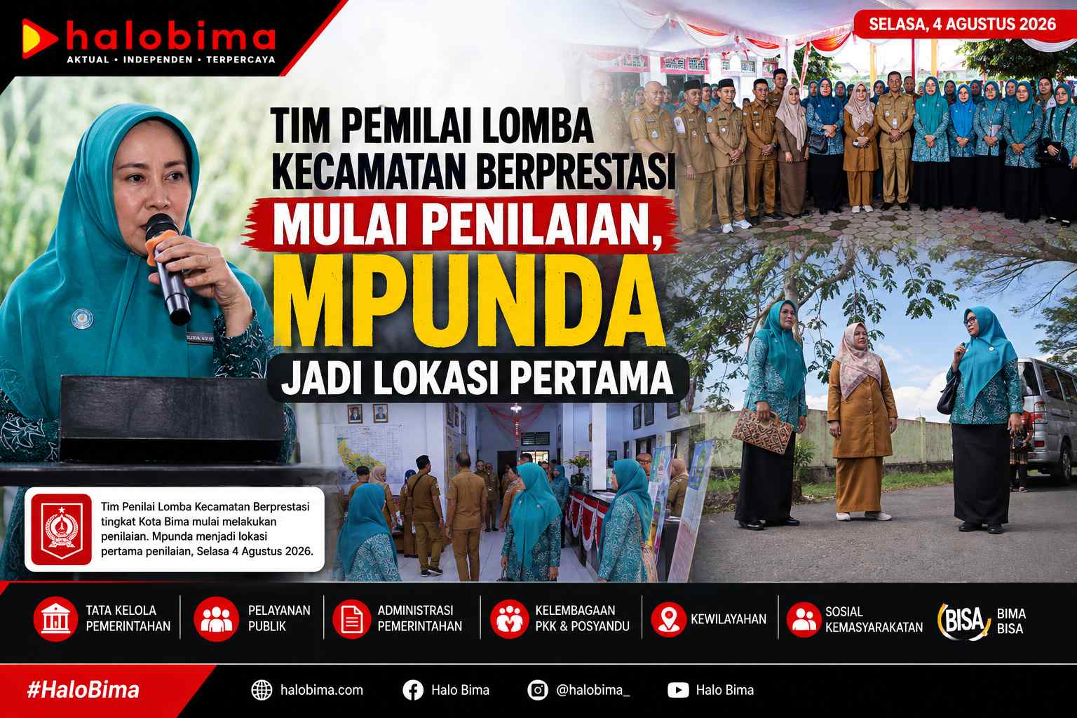 Tim Penilai Lomba Kecamatan Berprestasi Mulai Penilaian, Mpunda Jadi Lokasi Pertama