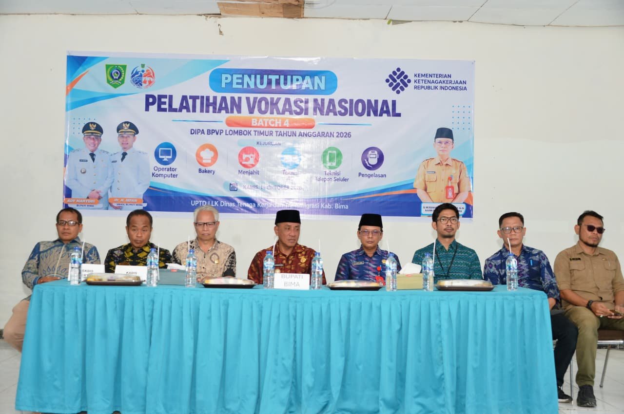 Dukung Peningkatan Kualitas SDM, BPJS Ketenagakerjaan Bima Hadiri Penutupan Pelatihan Vokasi Pemkab Bima Tahun 2026